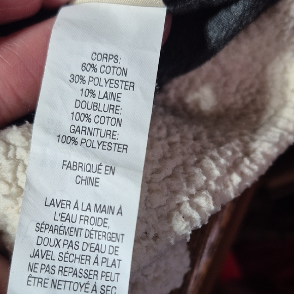 L.L. Bean Charcoal Hooded Cardigan with Ivory Trim - Picture 12 of 12